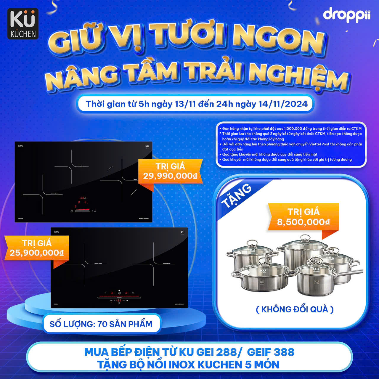 Bếp điện từ đôi KUCHEN KU GEI 288